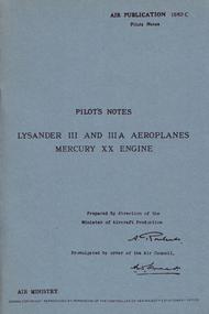 Pilot's Notes Lysander III